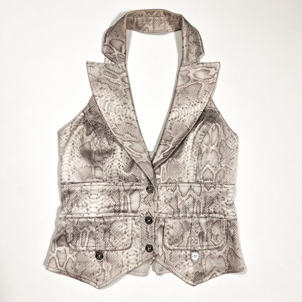 Marciano Y2K Snakeskin Vest Halter Top